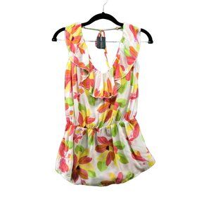 Victoria's Secret Halter Cami Top Womens XS V-Neck Floral Babydoll Colorful